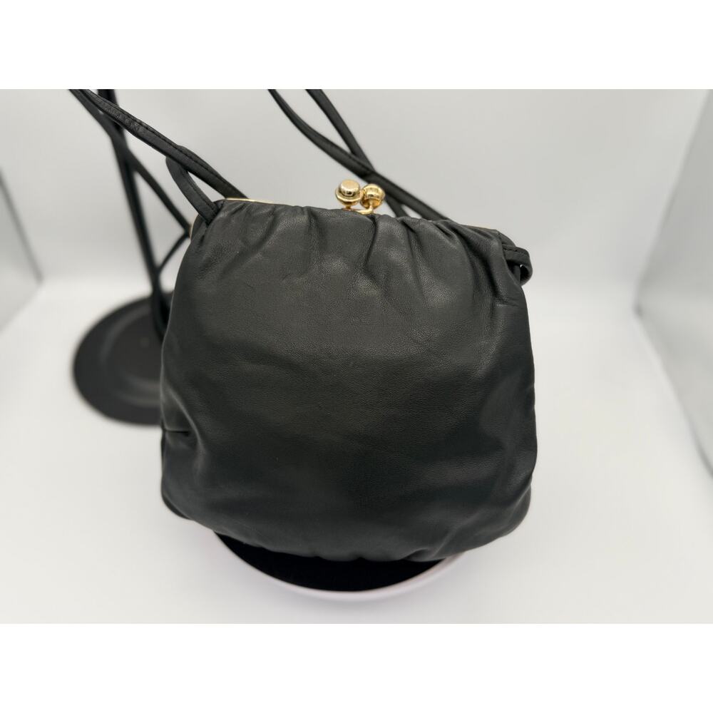 Vintage 1980s Carriage Court Black Leather Structured Handbag - MCM